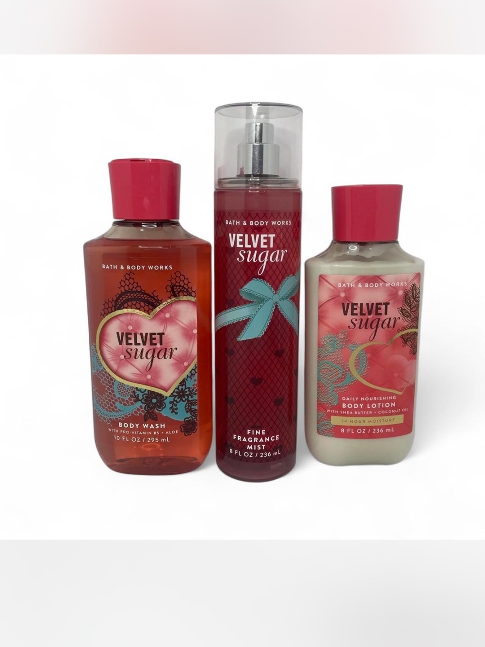 Bath & Body Works VELVET SUGAR 3 Piece Gift Set Body Wash Lotion Fragrance Mist
